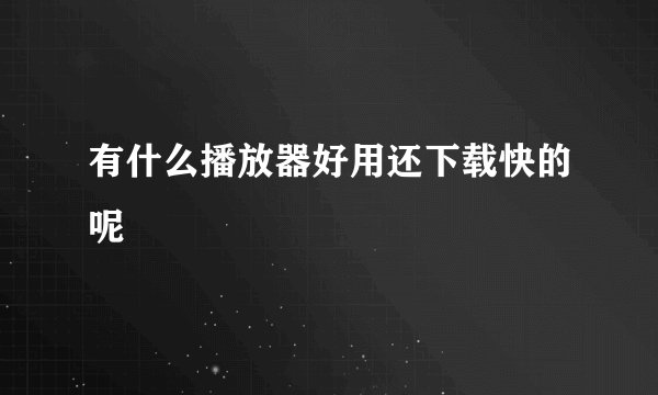 有什么播放器好用还下载快的呢