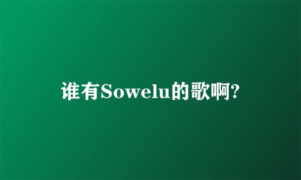 谁有Sowelu的歌啊?