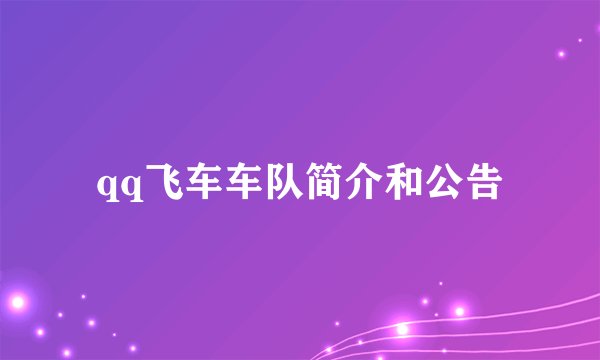 qq飞车车队简介和公告