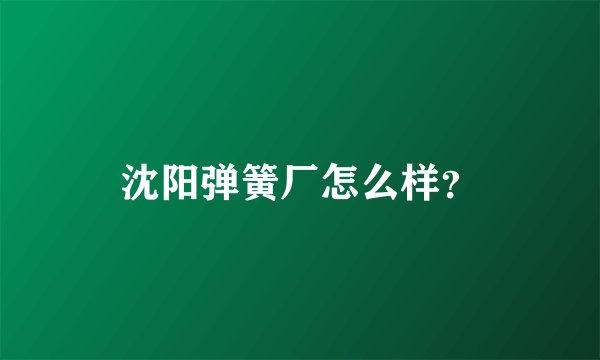 沈阳弹簧厂怎么样？