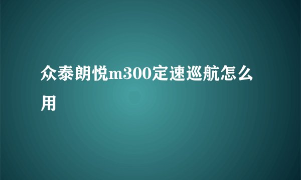 众泰朗悦m300定速巡航怎么用