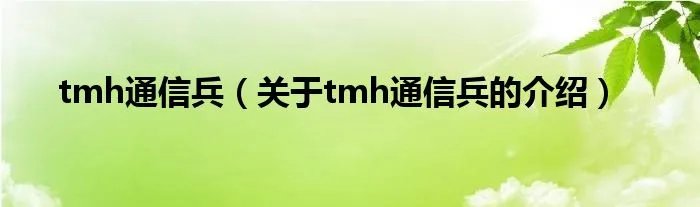 tmh通信兵（关于tmh通信兵的介绍）