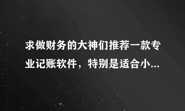 求做财务的大神们推荐一款专业记账软件，特别是适合小微企业的？
