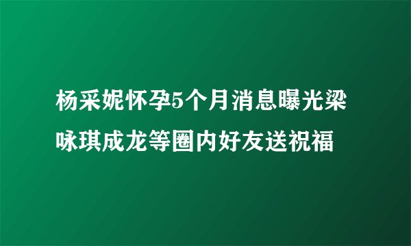 杨采妮怀孕5个月消息曝光梁咏琪成龙等圈内好友送祝福