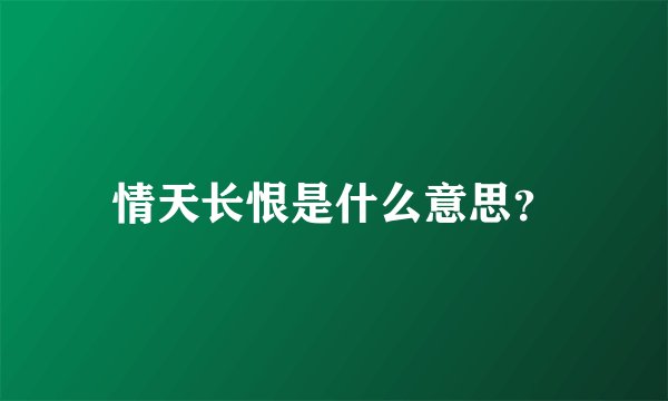 情天长恨是什么意思？