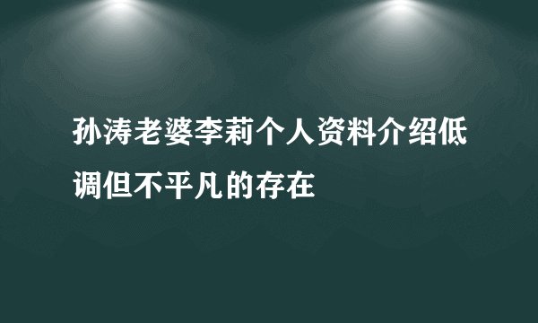孙涛老婆李莉个人资料介绍低调但不平凡的存在