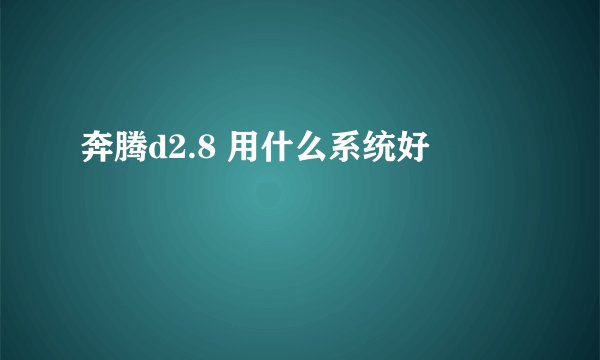 奔腾d2.8 用什么系统好
