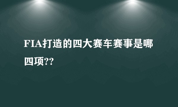 FIA打造的四大赛车赛事是哪四项??