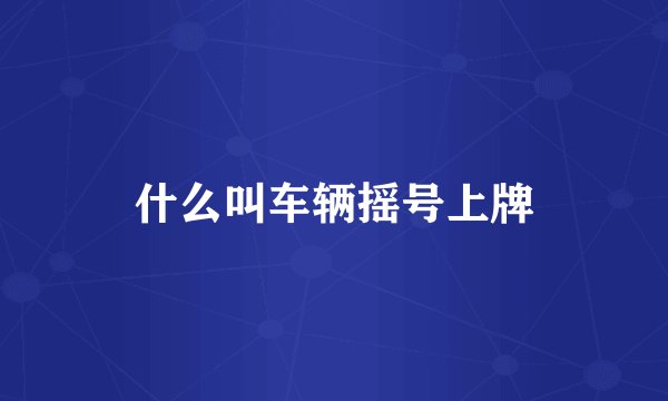 什么叫车辆摇号上牌