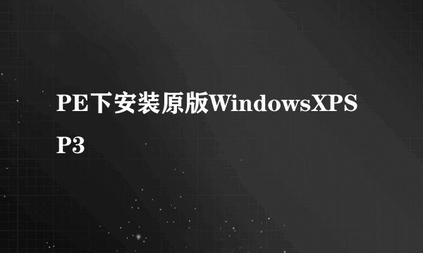 PE下安装原版WindowsXPSP3