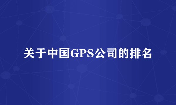 关于中国GPS公司的排名