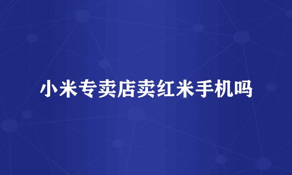 小米专卖店卖红米手机吗