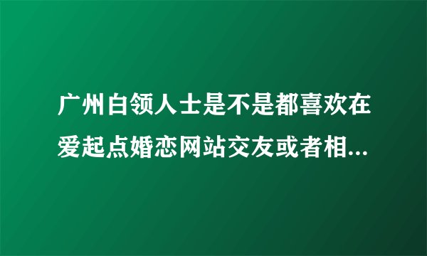 广州白领人士是不是都喜欢在爱起点婚恋网站交友或者相亲的啊？