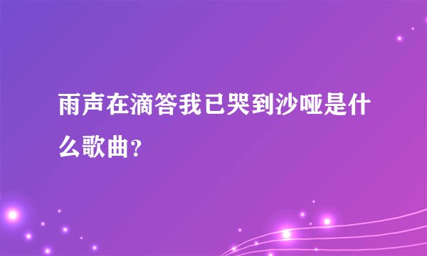 雨声在滴答我已哭到沙哑是什么歌曲？