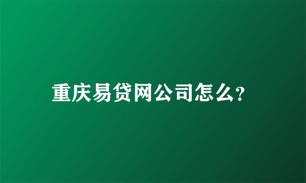 重庆易贷网公司怎么？