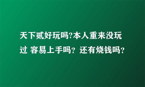 天下贰好玩吗?本人重来没玩过 容易上手吗？还有烧钱吗？