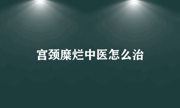 宫颈糜烂中医怎么治