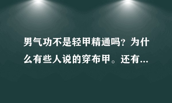 男气功不是轻甲精通吗？为什么有些人说的穿布甲。还有怎么加点。