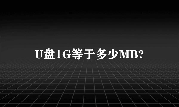 U盘1G等于多少MB?