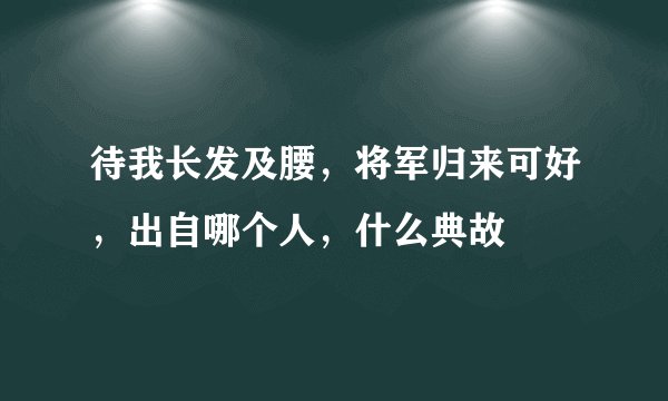 待我长发及腰，将军归来可好，出自哪个人，什么典故