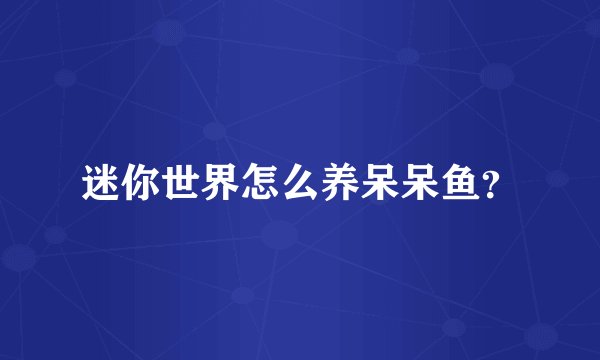 迷你世界怎么养呆呆鱼？