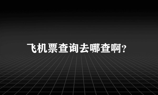 飞机票查询去哪查啊？