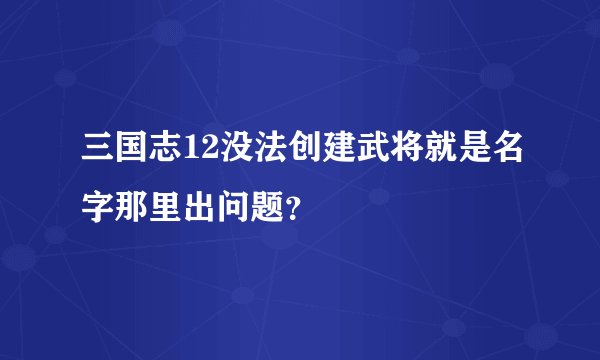 三国志12没法创建武将就是名字那里出问题？