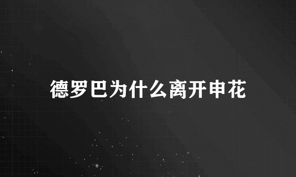 德罗巴为什么离开申花