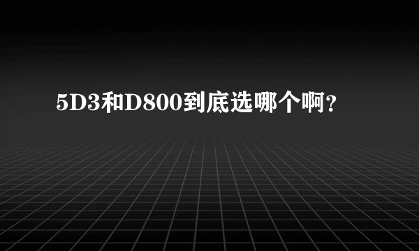5D3和D800到底选哪个啊？
