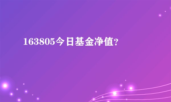 163805今日基金净值？