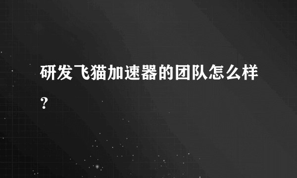 研发飞猫加速器的团队怎么样？