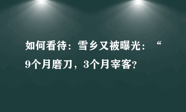 如何看待：雪乡又被曝光：“9个月磨刀，3个月宰客？