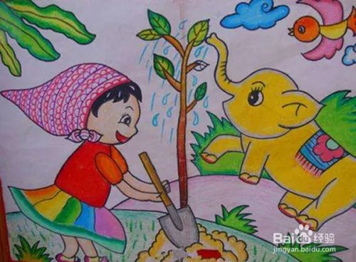 植树节的儿童画怎么画？