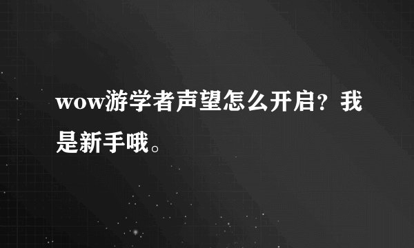 wow游学者声望怎么开启？我是新手哦。