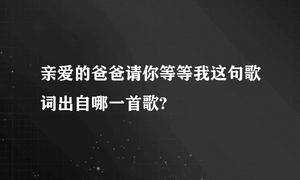 亲爱的爸爸请你等等我这句歌词出自哪一首歌?
