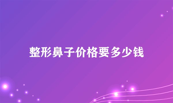 整形鼻子价格要多少钱