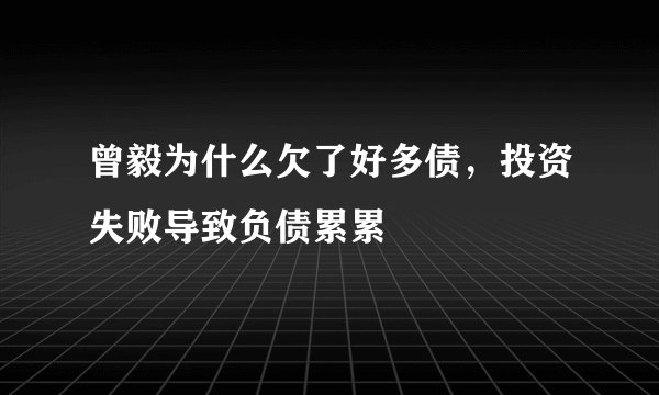 曾毅为什么欠了好多债，投资失败导致负债累累