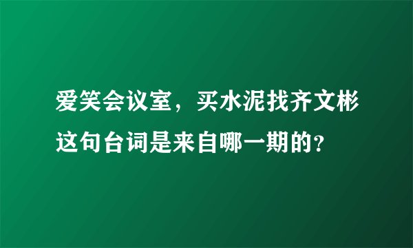 爱笑会议室，买水泥找齐文彬这句台词是来自哪一期的？