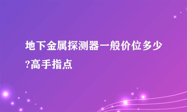 地下金属探测器一般价位多少?高手指点